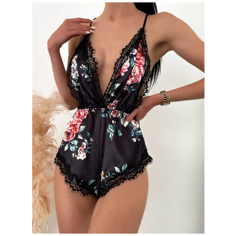 Sexy Hollow Out Floral Bodysuit Wysokiej cięcia V Neck Bielizna Teddy Ultra Cienkie Oddychające Kobiety Erotyczne Seksowne Bielizna Sprzedaż Produkty