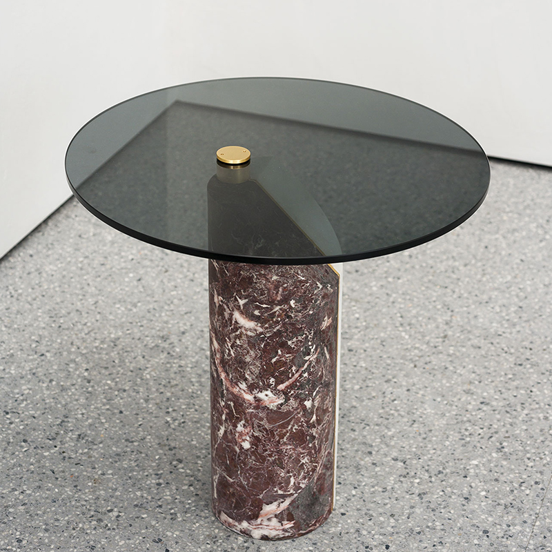 Włoski wzór szklany stolik do kawynowoczesny marmurowy cokół okrągły stół boczny do salonu mebli