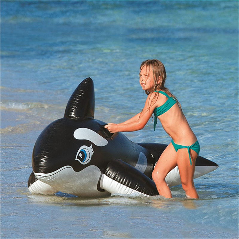 Czarny Whale Nadmuchiwany Row Float Row Dzieci Pływanie Pierścień Nadmuchiwany Wieloryb