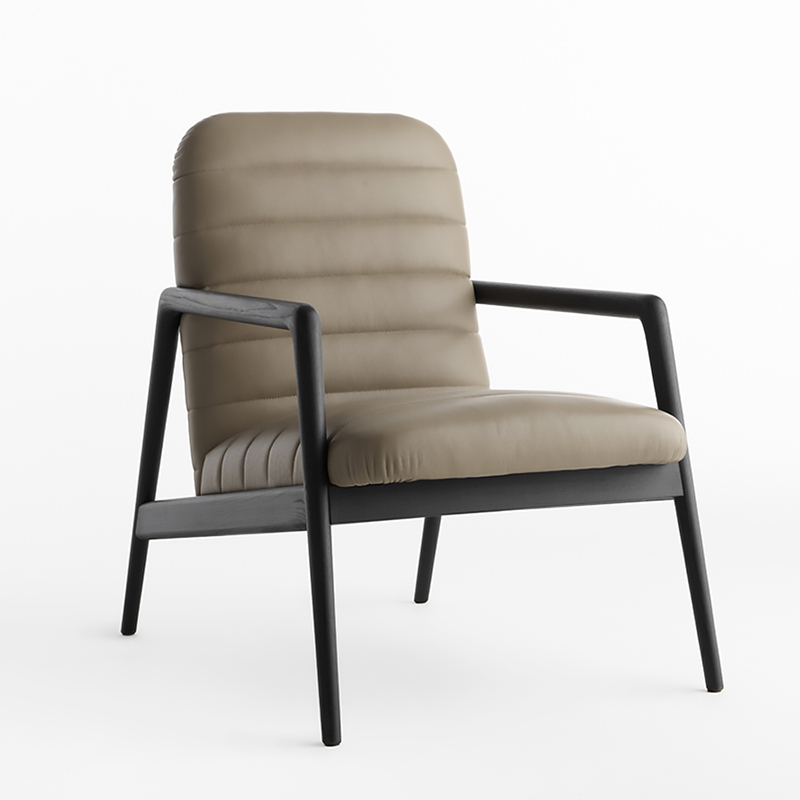 Włoski Minimalistyczny Design Wood Lounge Krzesło Single Sofa Leather Arm Krzesła Salon