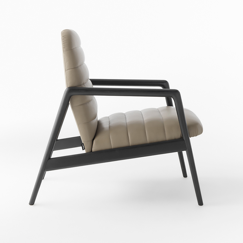 Włoski Minimalistyczny Design Wood Lounge Krzesło Single Sofa Leather Arm Krzesła Salon
