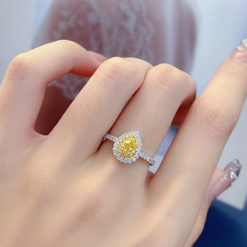 18k Solid Gold 0,65CT Water Drop Diamond Stone 1.9g Pierścionek zaręczynowy dla dziewczyny