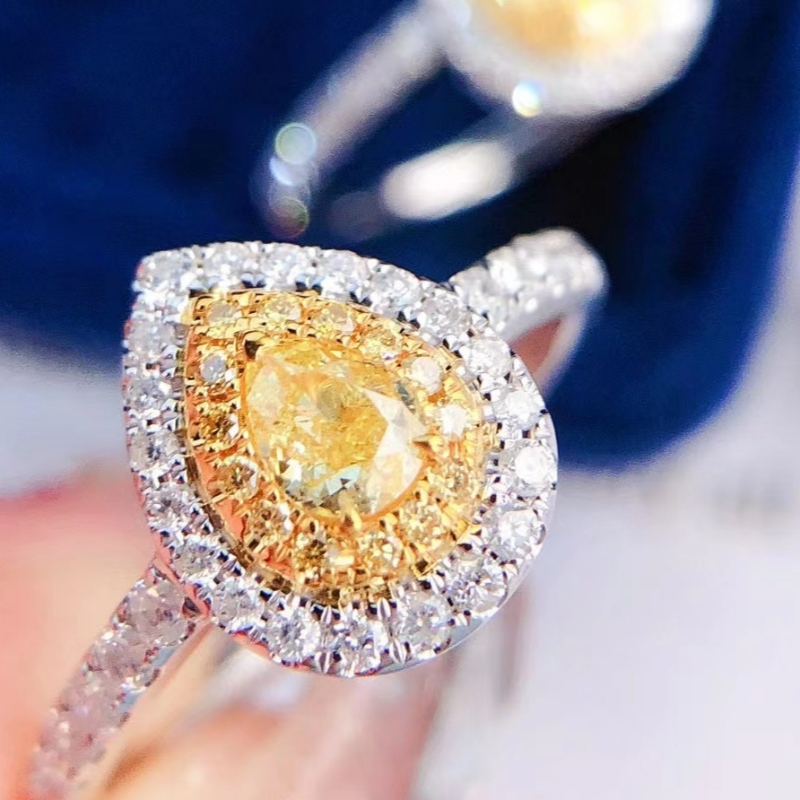 18k Solid Gold 0,65CT Water Drop Diamond Stone 1.9g Pierścionek zaręczynowy dla dziewczyny