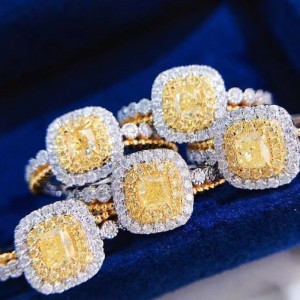 Luksusowy Custom Made 9k N10K N14K N18K Solid Gold Pierścień Prinpcess Cut 0.6CT Pierścionek zaręczynowy