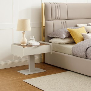 nowoczesny włoski brązowy szafkanocna stalowanoga skórzana stalowe stolikinocne drewniane