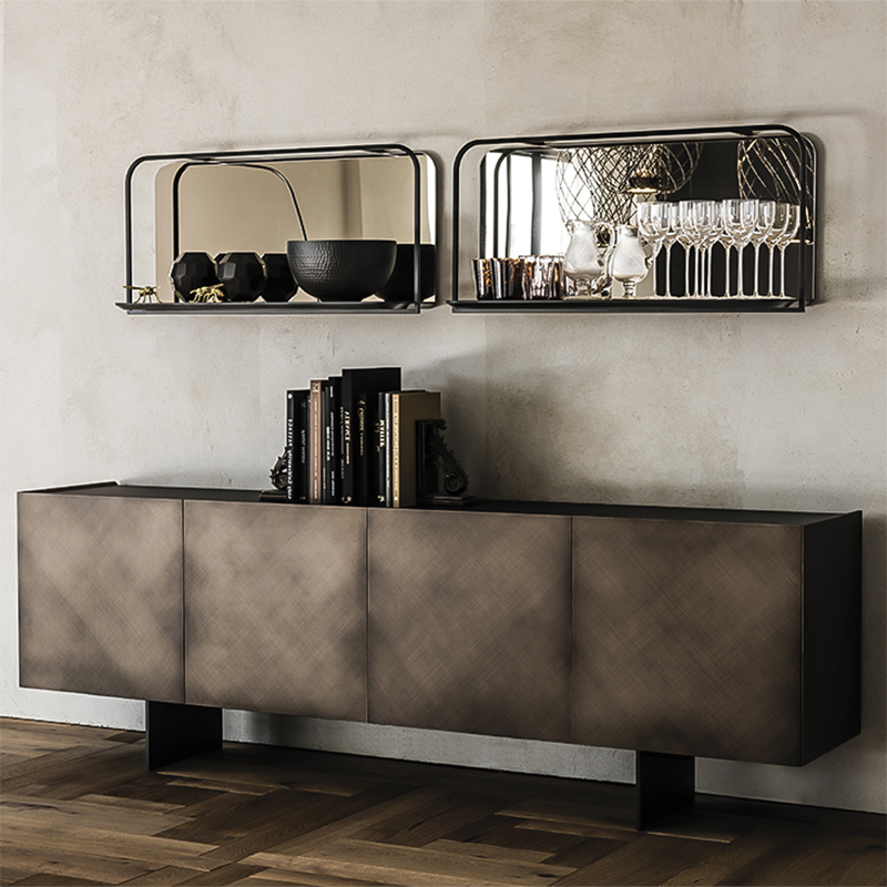 Włoski projektant retro złota metalowa credenza Extra długa szafkana kredens luksus