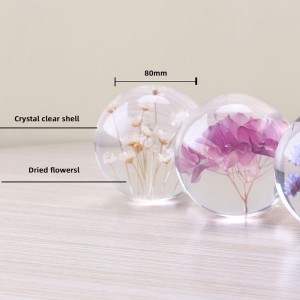 Niestandardowe 3D 7 cm 8 cm 9 cm Kula Kula Naturalna Flower Plant Realue Mnaster Paper w wagę świątecznąna prezenty świąteczne Crystal Glass Decor Home Decor