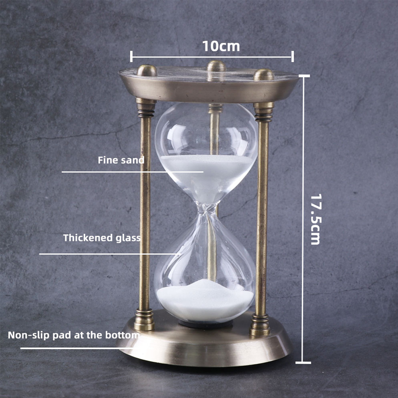 Hurtoweniestandardowe logo 30 minut Dekorowanie mosiężne antyczne geometryczne metalowe metalowe domek timer klepsydra