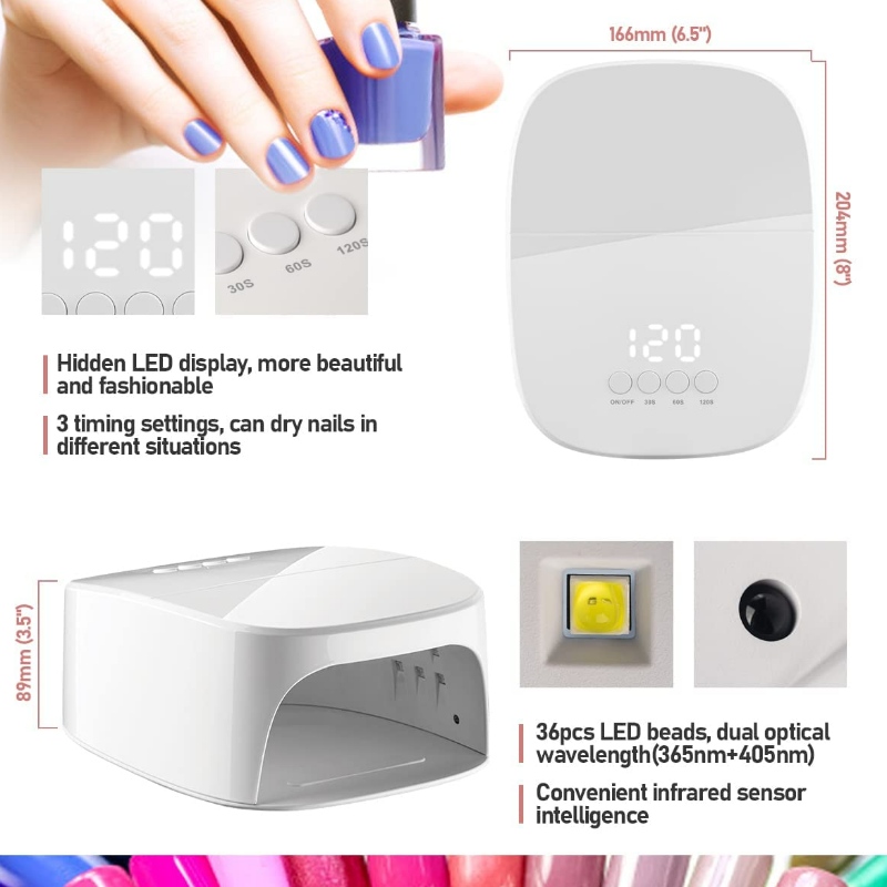 M&R P30PRO PRODEMES UV Lampa paznokciowa, 60 W ładowne światło UV do paznokci bezprzewodowa suszarka do paznokci z portem USB do ładowania telefonu i wiertarki paznokci, profesjonalna lampa paznokciowa do żelowego lakieru do paznokci