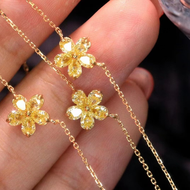 18K/14K/10k Złoty żółty diamentowy płatek płatkowy dla dziewczyny