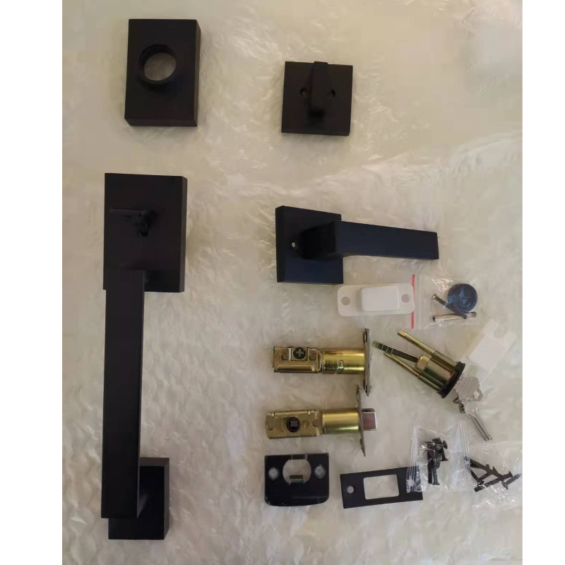 8003 Czarne ciężkie uchwyty wejściowe drzwi przednich z pojedynczym deadbolt, zestaw blokady wejściowej