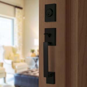 8003 Czarne ciężkie uchwyty wejściowe drzwi przednich z pojedynczym deadbolt, zestaw blokady wejściowej