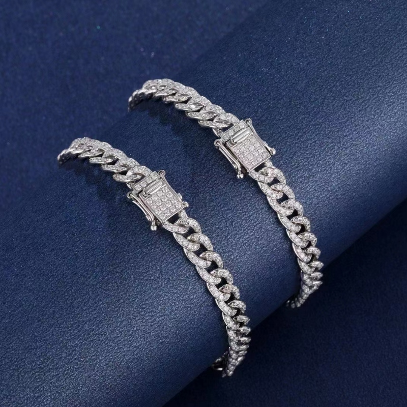 Biżuteria Tuochen 18k/14k/10k złota kubańska bransoletka z kamieniem diamentowym/moissanite dla człowieka