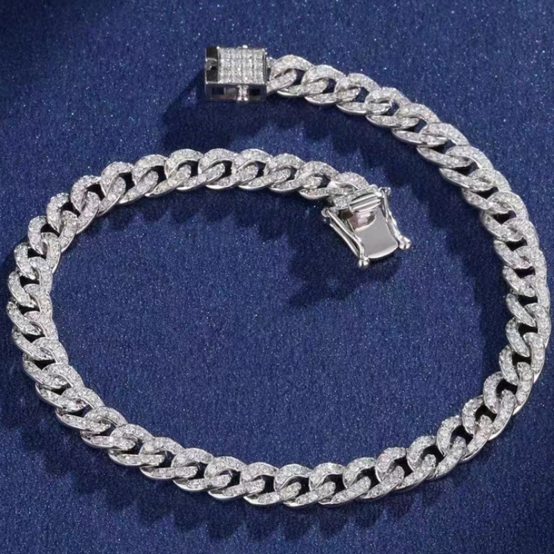 Biżuteria Tuochen 18k/14k/10k złota kubańska bransoletka z kamieniem diamentowym/moissanite dla człowieka