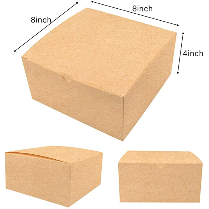 Moreteoes Brown Firm Boxes Kraft pakiet 8x8x4 cale, papierowe pudełkana tektury podarunkowe z pokrywkamina prezenty świąteczne, pudełka z propozycją druhny, pudełkana babeczki, pudełkona prezent rzemieślniczych