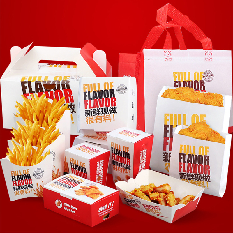 Niestandardowe jedzenie papierowe pudełkona lunch smażone kurczak burger opakowanie francuskie frytki pudełko pizza okrętkowe kulki opakowania pudełko