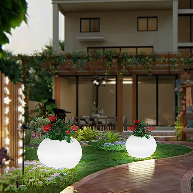 LED Okrągły garnek kwiatowy Ograniczny Ogród Wodoodporny trawnik Świąteczny przyjęcie świąteczne Lampa dekoracyjna Lampa Duża ładowna lampa podłogowa roślinna