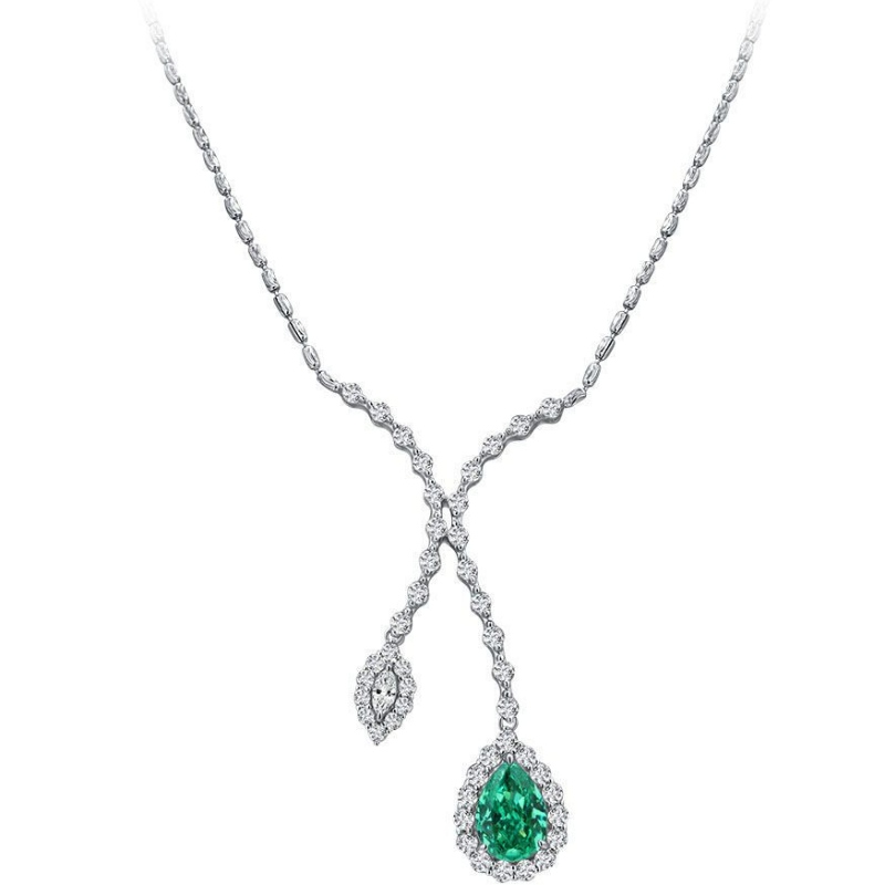 Nowy S925 Silver 10CT PA Blue Drop w kształcie dropi Naszyjnik o wysokim węglowym węglowym diament