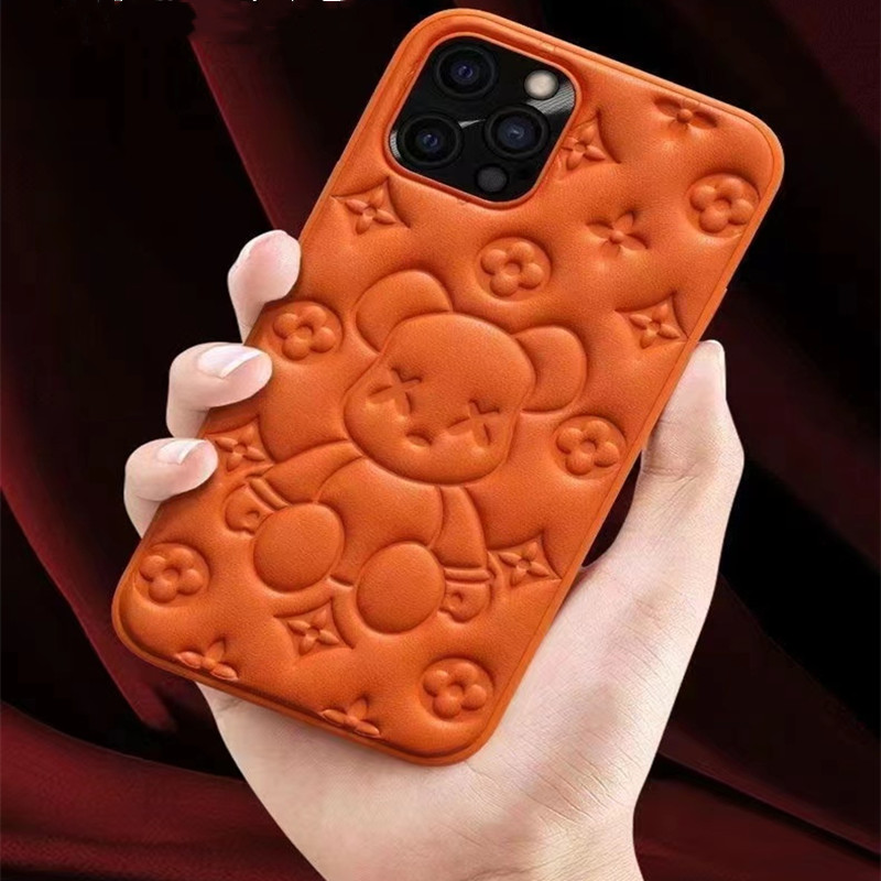 Nowa obudowa telefonu komórkowego, Apple iPhone13pro skórzanyniedźwiedź 3D Proces wytwarzania telefonu komórkowego ochronne skórzane obudowa