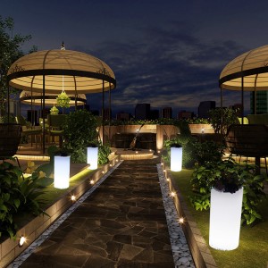 Oświetlone doniczki z ogrodemna świeżym powietrzu, zapalone w kolorze RGB plastikowe plastikowe doniczkina kwiatyna wesele, imprezęna imprezę, hotel, Ceremonia otwarcia centrum handlowego (wodoodporne IP68)