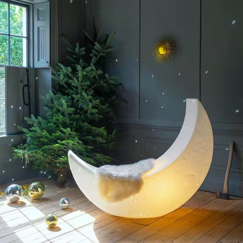 Imprezy LED świetliste krzesłona zewnątrz/indoor plastikowa lampa księżyca Luminous LED Księżyc bujany