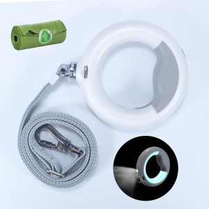 Bezplątane wytrzymałe refleksyjne psa LED wbudowane wbudowana workana kupę Smycz Smycz 360 rąk za darmo uchwyt przeciwpoślizgowy dla małych medium&dużych psów