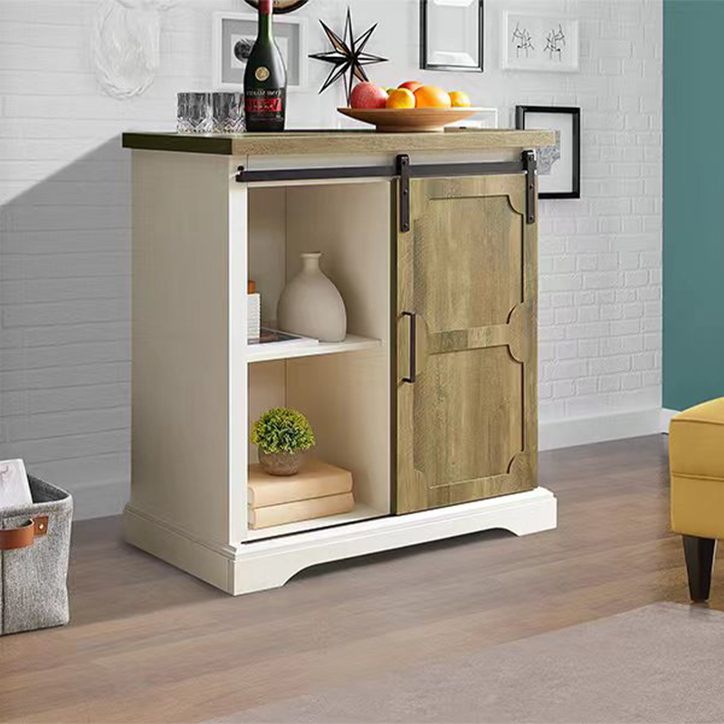 Outdoors Walnut Wood MDF Małe stoły kredensowe Szafka w formie bufetu z przesuwnymi drzwiami stodoły