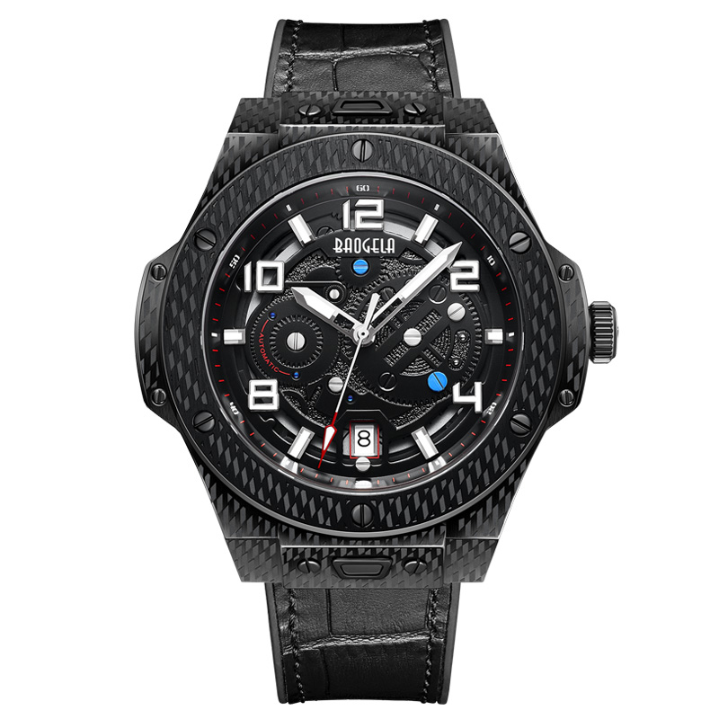 Baogela Men Watch Mechanical Watch Automatic Hollow Fashion Men's Luminous Large Dial 50m Waterproof Watch 2001 Black