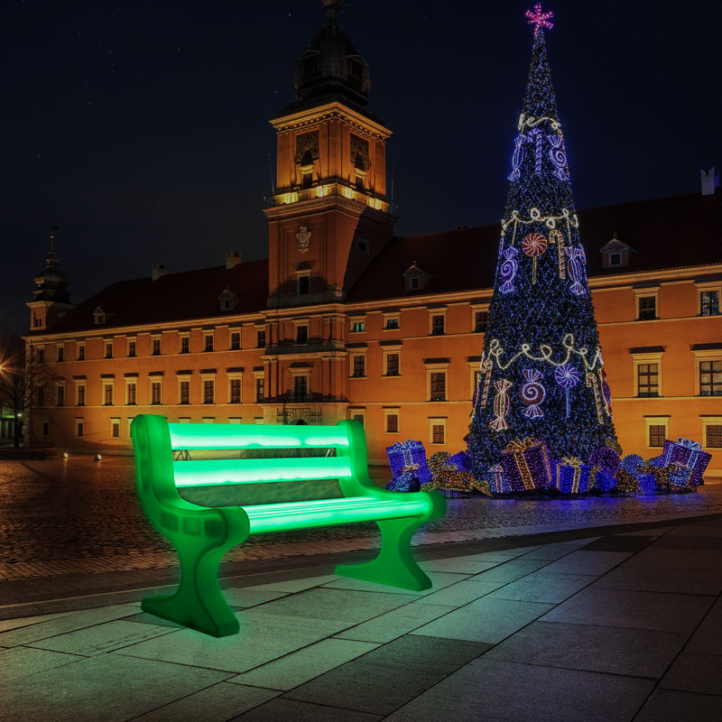 tanie oświetlona ławkana sprzedaż, zmiana koloru RGB plastikowa ławka LED dla ogrodu, parku, patio
