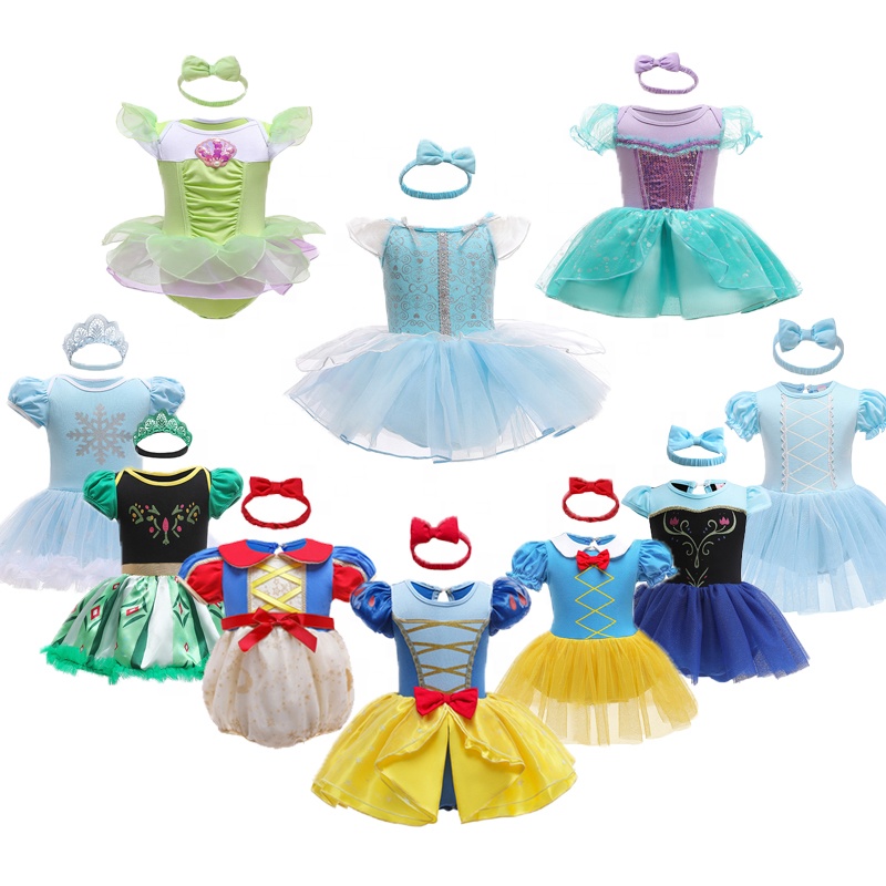 Halloween dziewczyny księżniczka Romper 1 2 -letnia sukienka urodzinowa fantazyjna bajkowa ubrania dlanoworodków Elsa Ariel Rapunzel Belle Dress Up