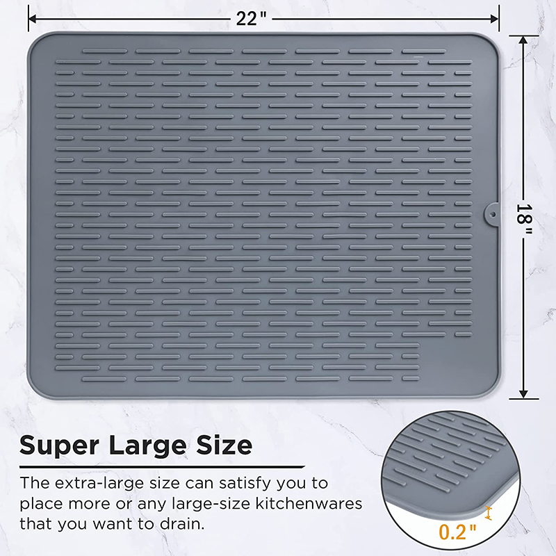 Mata suszonanaczynia, duża mata drenażowanaczynia do licznika kuchennego, mata bez poślizgu silikonowa mata