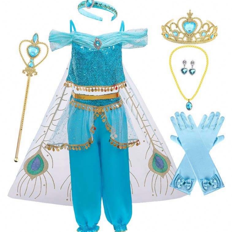 Anime Aladdin and the Magic Lamp Aladdin Cosplay Costume Princess Jasmine Belly Dancer Costume for Girl HCAL-001