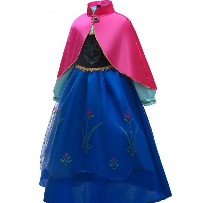 Baige New Kids Fancy Dress Costumes Elsa Anna Long Puffy Halloween Party Sukienka z Cape Bxdcpf