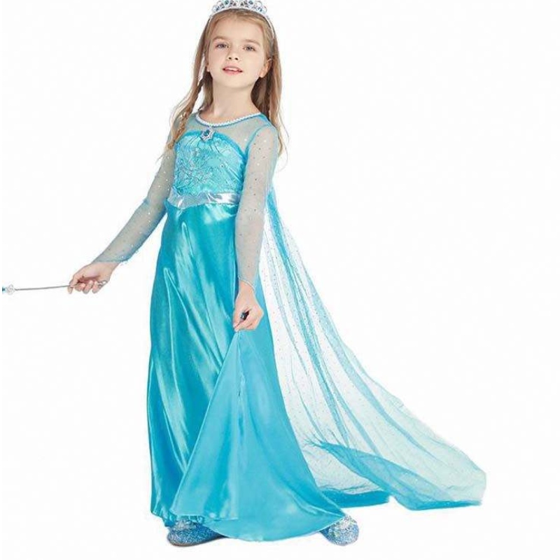 Dziecinosza impreza dla dzieci Cosplay Cosplay z długim rękawem cekinowa dziewczyna elsa sukienkanowa sukienka Elsa Anna 3-8T HCGD-001