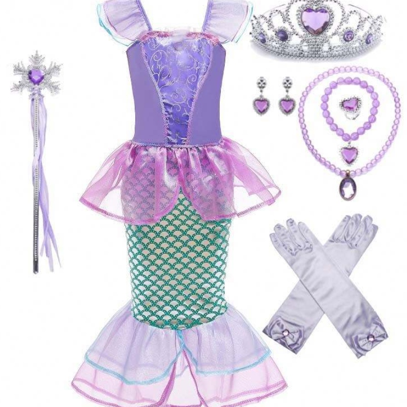 2021 Ubranie dla dzieci Summer Girls Mermaid Costume Sukienki księżniczki 3-10 Years Old Kids Mermaid Drukowana sukienka DGHC-028