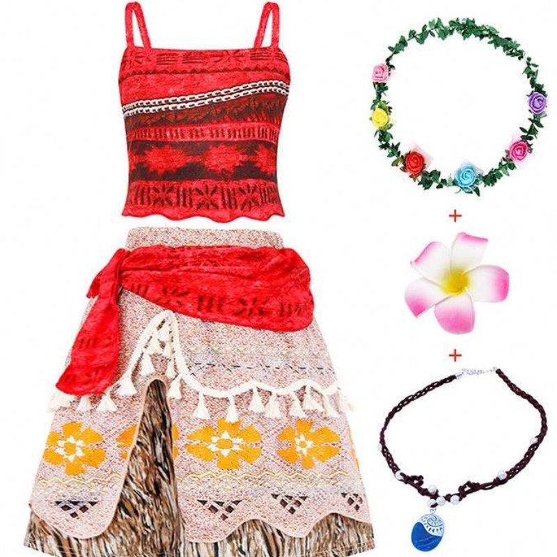 Halloween Cosplay Costume Spódnica zestaw kostium Moana Dress Girls znaszyjnikiem z opaskąna głowę DGHC-015