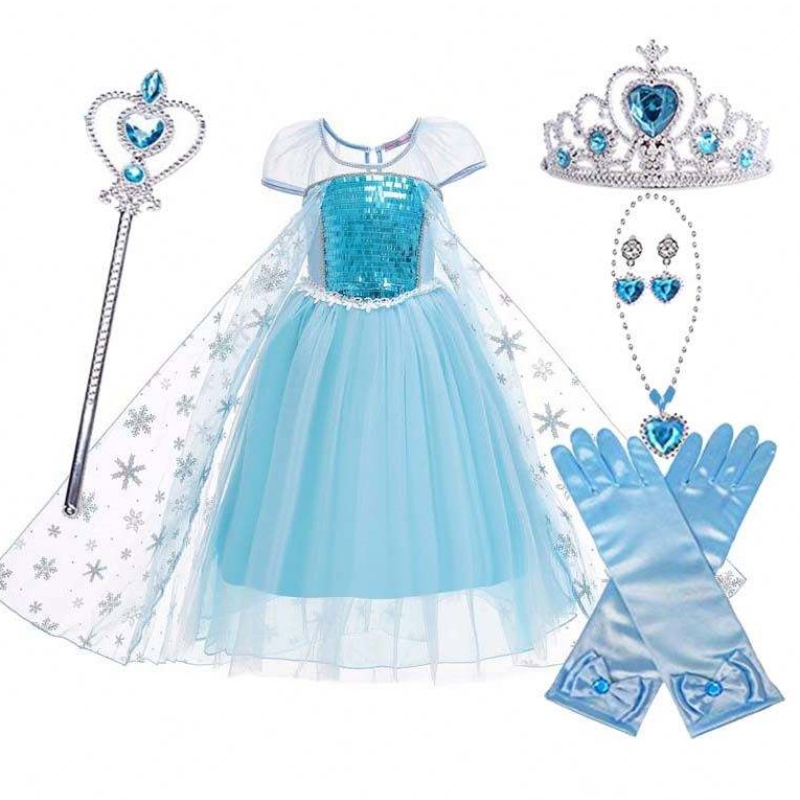 Kostiumy księżniczki przyjęcie urodzinowe ubiór małych dziewczynek Elsa Beadings Princess Dress HCGD-044