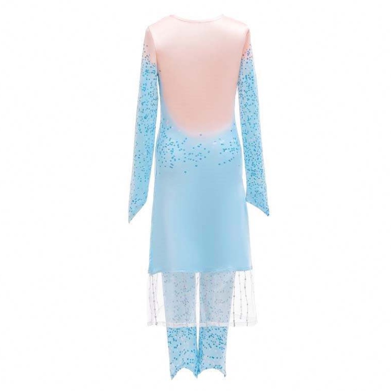 Księżniczka Fancy Little Girls Długie sukienki 2PCS Elsa Dress Cosplay z akcesoriami HCGD-021