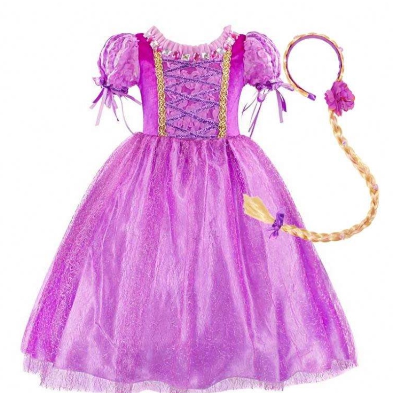 Gadżety 2022 Małe dziewczynki Purple Color Roszpunka Księżniczka Dress z akcesoriami HCRS-006