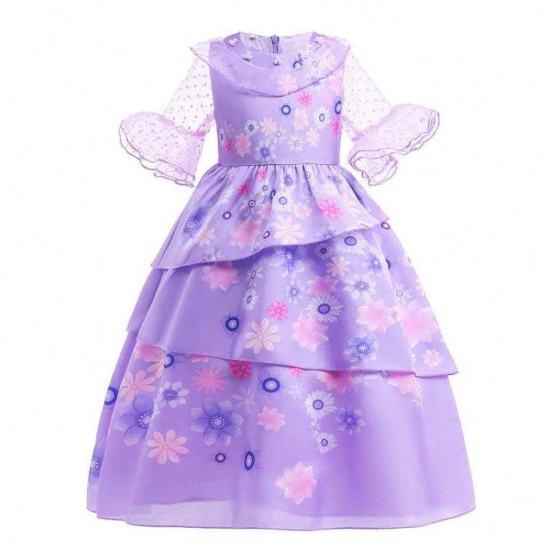 Factory Direct Supply New Carnival Kids Party Cosplay Costplay Isabella Purple Encanto Dress for Kids-001