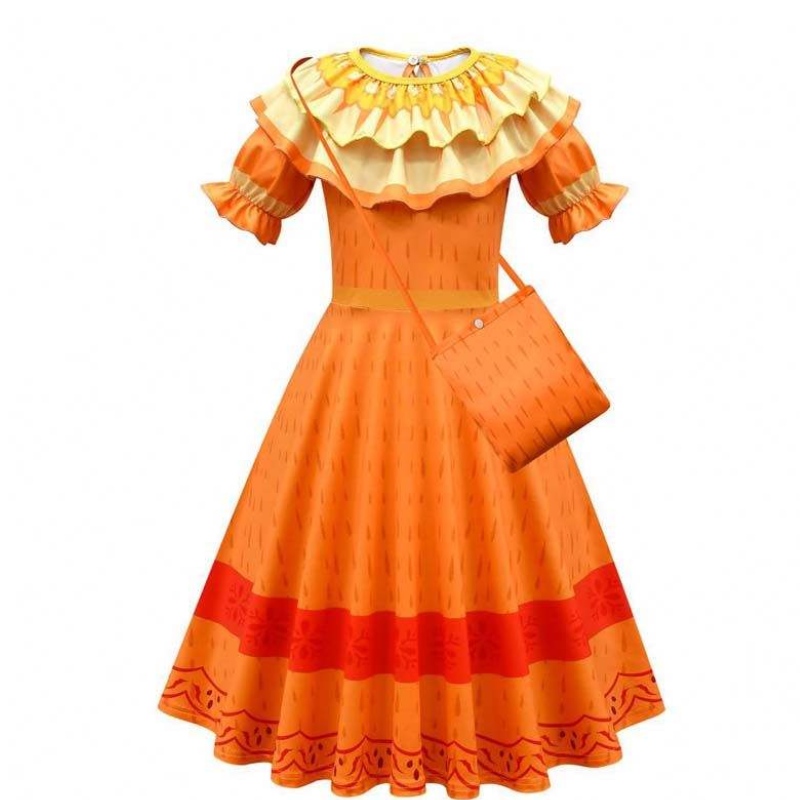 Nowy produkt 2022 Dziewczyny Dziewczyny Mirabel Madrigal Cosplay strój Dress Up Encanto Isabela Dress With Bag Wig HCIS-006