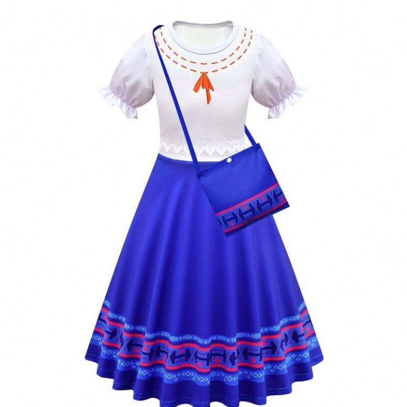 Carnival Halloween Princess Party Ubrania kwiat Ruffle Long Dress Mirabel Encanto Costume 90-170cm HCIS-006