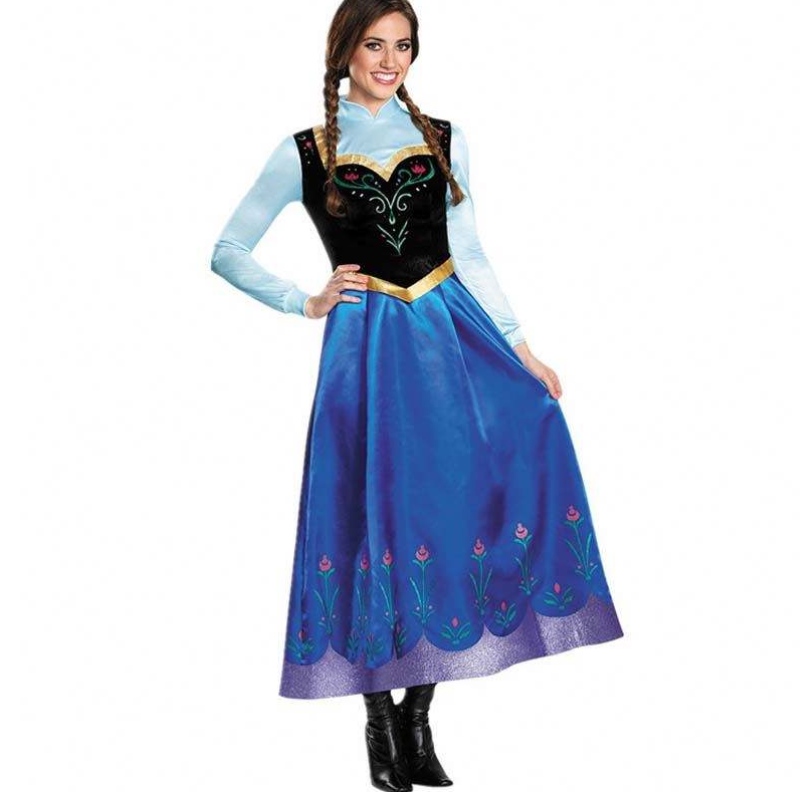 Najlepszy sprzedawca 2022 Dorosła Elsa Anna Cosplay kobieta Halloween kostium księżniczki Dress Dorosły Anna Costume With Cloak HCGD-053