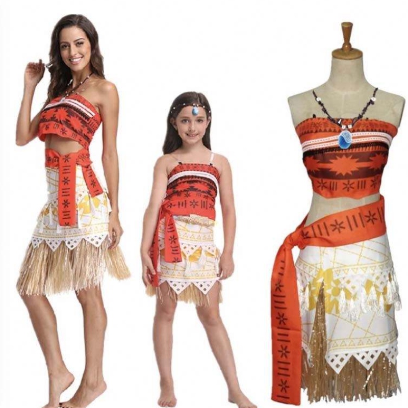 Halloween impreza dla dorosłych dzieci cosplay vaiana księżniczka moana kostium dla dorosłych sukienka znaszyjnikiem HCMO-005