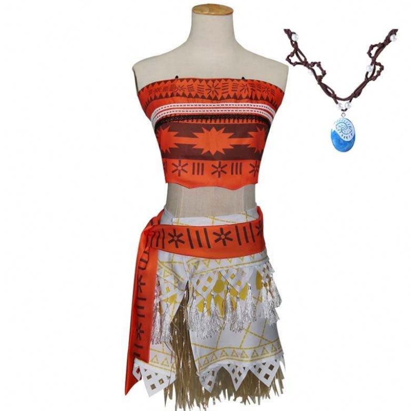 Halloween impreza dla dorosłych dzieci cosplay vaiana księżniczka moana kostium dla dorosłych sukienka znaszyjnikiem HCMO-005