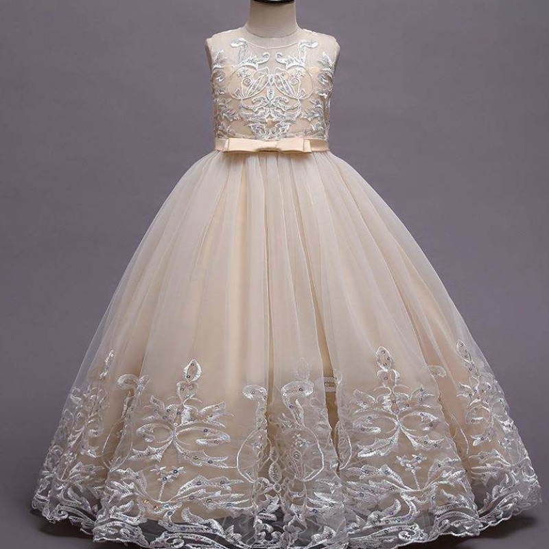Baige Long Style Dzieci Wedding Ball Suknia Dziewczyny Design Design Dzieci Party Noś długie sukienki 9101
