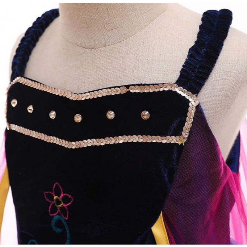 Hurtowa księżniczka Anna Elsa kostium długi sukienkę Kids Christmas Party Cosplay Cosplay Fancy sukienki dla dziewcząt L0695