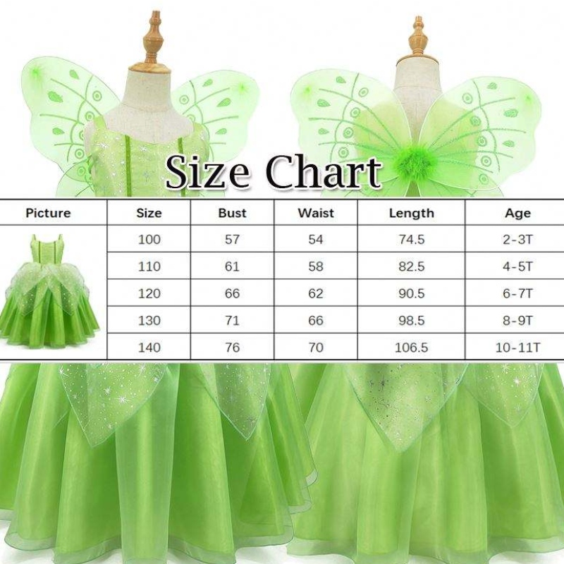 Baige Flower Girl Spot Cosplay Performance Cartoon Costume Tinker Bell Fairy Tinkerbell Księżniczka sukienka z skrzydłem