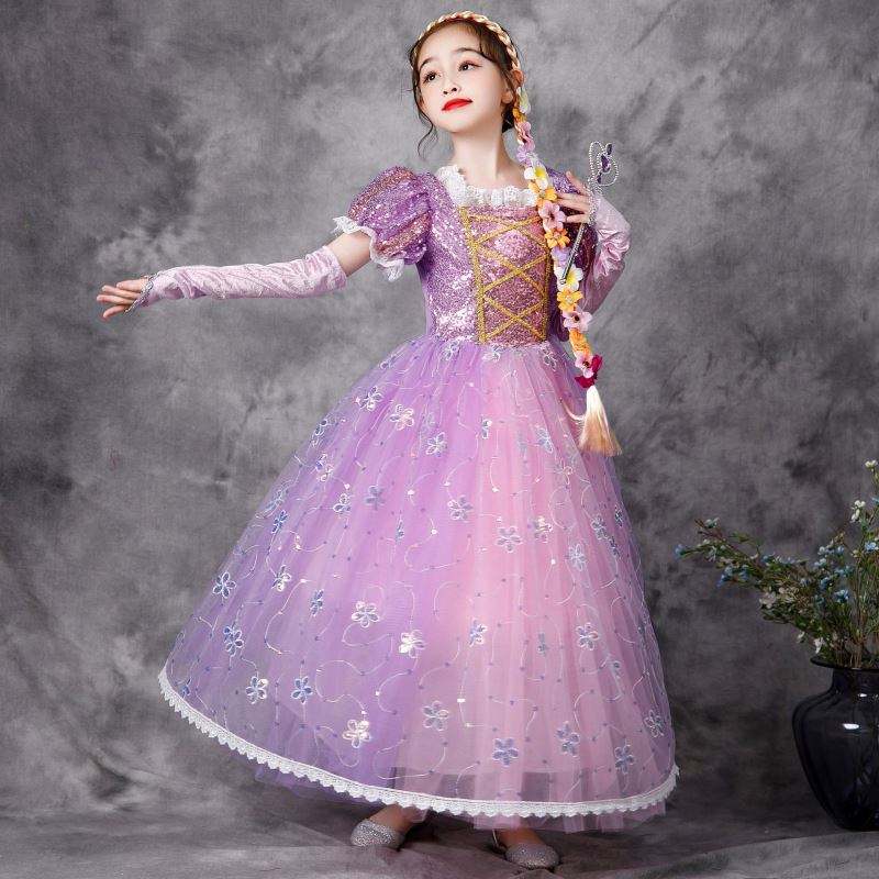 Baige European Style Sukienka Princess Halloween Party Wear Roszpunki Kostium puszysty siatki