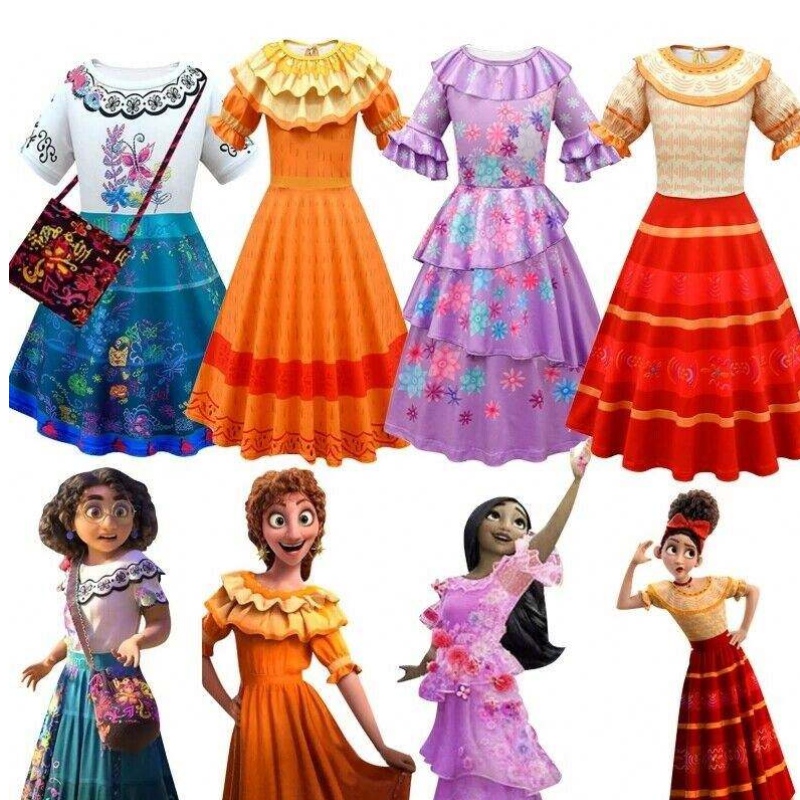 Baige Encanto Mirabel Girl Kostium Kostium Isabella Cosplay Dress Mfmw003